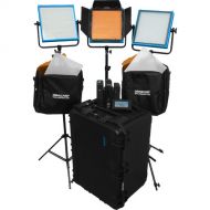 Dracast LED1000 Pro Tungsten 3-Light Studio Kit with V-Mount Battery Plates