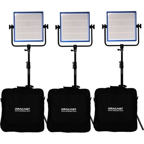  Dracast LED1000 Pro Tungsten 3-Light Studio Kit with V-Mount Battery Plates