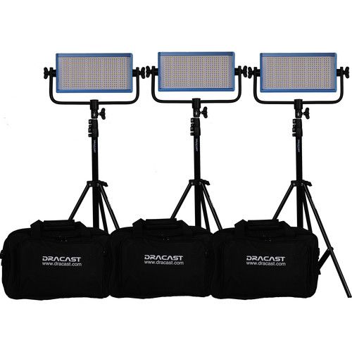  Dracast Pro Series LED500 Bi-Color LED Light Panel (V-Mount, Interview 3-Light Kit)