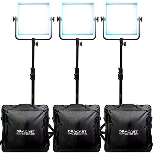  Dracast Pro Series LED1000 Daylight LED Light Panel (V-Mount, Interview 3-Light Kit)