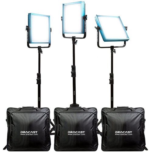  Dracast Pro Series LED1000 Daylight LED Light Panel (Gold Mount, Studio 3-Light Kit)