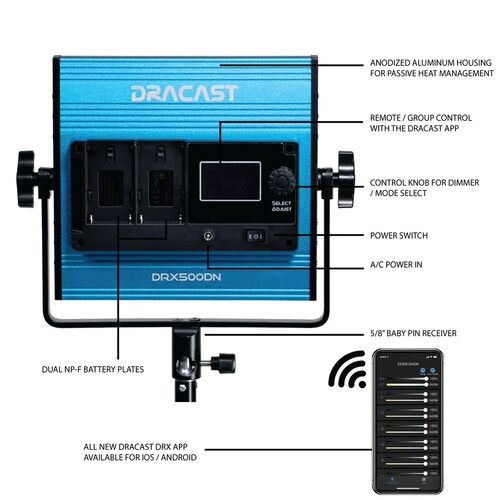  Dracast X Series LED500 Daylight LED Light Panel (Interview 2-Light Kit)