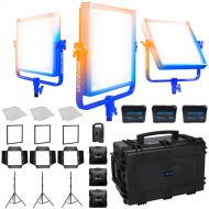 Dracast Pro Series LED1000 Bi-Color LED Light Panel (V-Mount, Studio 3-Light Kit)