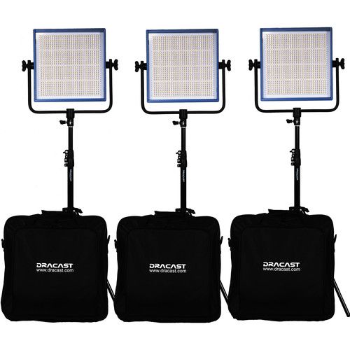  Dracast Pro Series LED1000 Bi-Color LED Light Panel (Gold Mount, Interview 3-Light Kit)