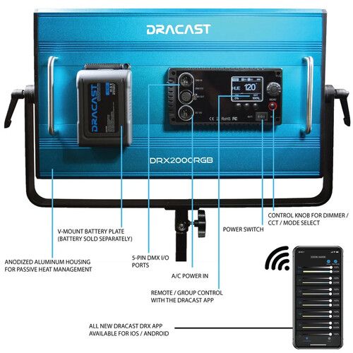  Dracast X Series LED2000 RGB LED Light Panel (Travel 3-Light Kit)