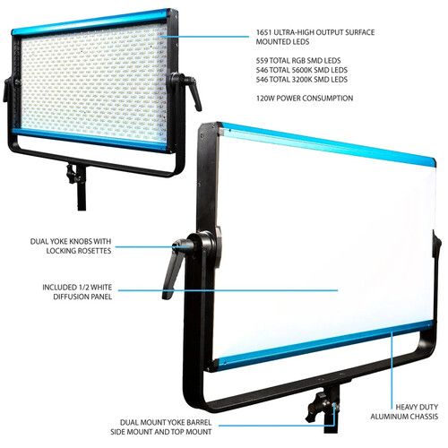  Dracast X Series LED2000 RGB LED Light Panel (Travel 3-Light Kit)