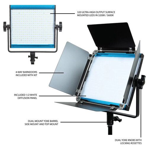  Dracast X Series LED500 Bi-Color LED Light Panel (Travel 3-Light Kit)