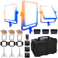 Dracast Pro Series LED1000 Bi-Color LED Light Panel (Gold Mount, Studio 3-Light Kit)