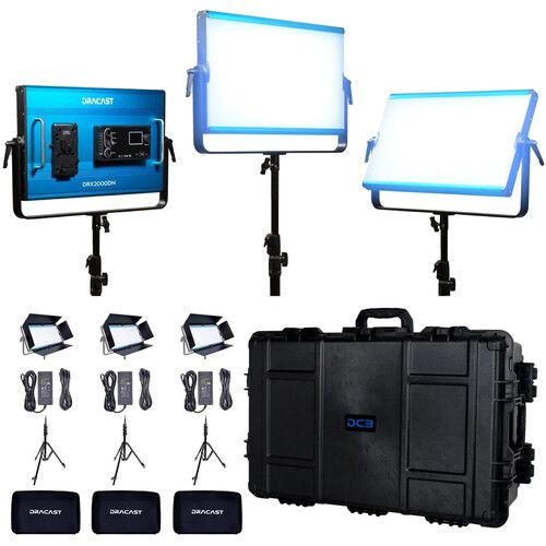  Dracast X Series LED2000 Daylight LED Light Panel (Travel 3-Light Kit)