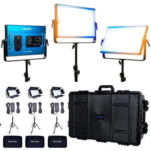  Dracast X Series LED2000 Bi-Color LED Light Panel (Travel 3-Light Kit)
