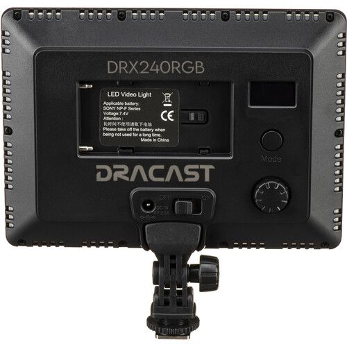  Dracast LED240 X Series RGBWW On-Camera LED Light with App Control, Battery & Charger