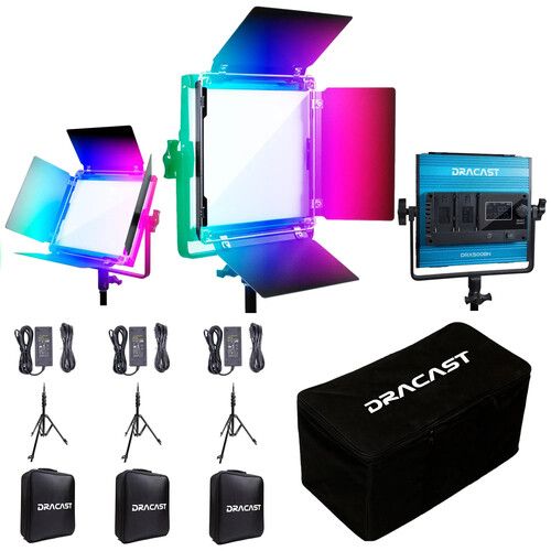  Dracast X Series LED500 RGB LED Light Panel (Interview 3-Light Kit)