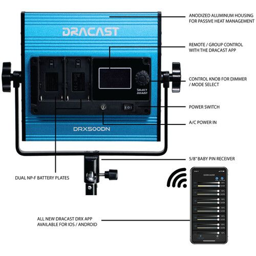  Dracast X Series LED500 Daylight LED Light Panel (Travel 3-Light Kit)