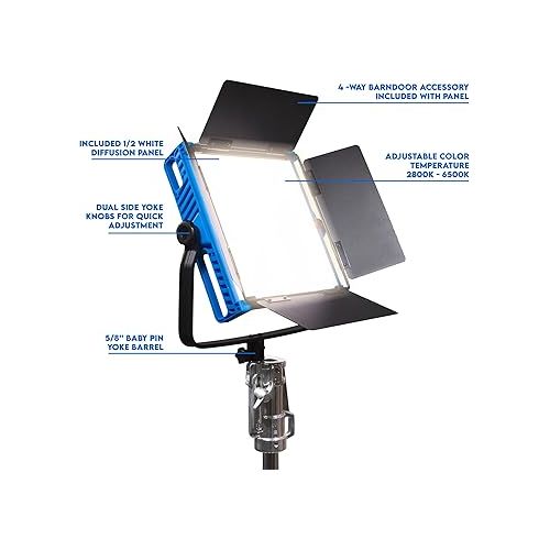  Dracast Kala Plus Series 1000 - Bi-Color 2800K - 6500K LED Video Light | App Control | Dimmable 0-100% | CRI & TLCI 96+ | V-Mount Battery Plate | Barn Doors and Diffusion Panel Included