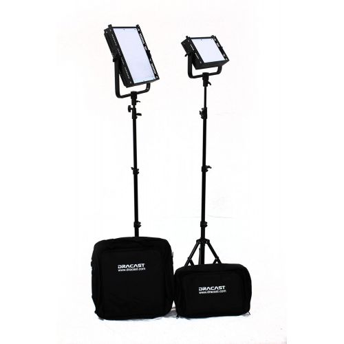  Dracast DR-LK-1x500-1x1000-DFX Studio 1 x LED500 and 1 LED1000 Kit, Daylight Flood with DMX Control (Black)