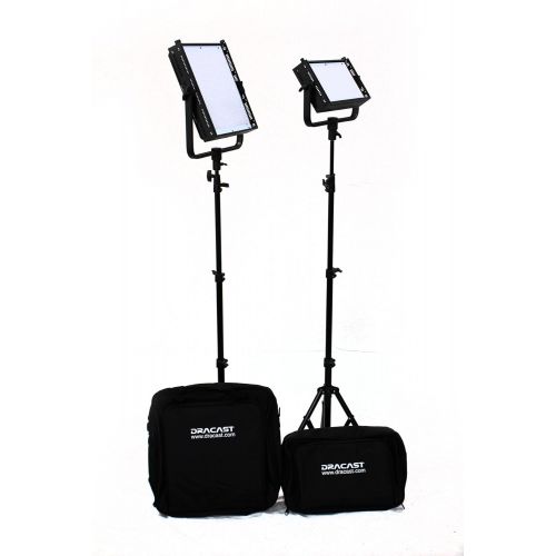  Dracast DR-LK-1x500-1x1000-TSG Pro 1 x LED500 and 1 LED1000 Kit, Tungsten Spot with Gold Mount Battery Plates (Black)