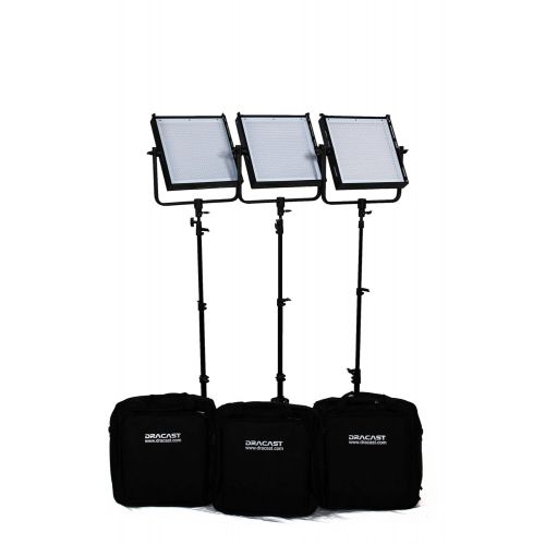  Dracast DR-LK-3x1000-TSX Studio 3 X LED1000 Kit, Tungsten Spot with DMX Control (Black)