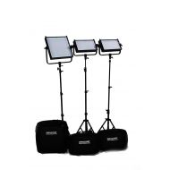Dracast DR-LK-2x500-1x1000-TSG Pro 2 X LED500 and 1 LED1000 Kit, Tungsten Spot with Gold Mount Battery Plates (Black)