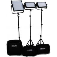 Dracast DR-LK-2x500-1x1000-TFG Pro 2 X LED500 and 1 LED1000 Kit, Tungsten Flood with Gold Mount Battery Plates (Black)