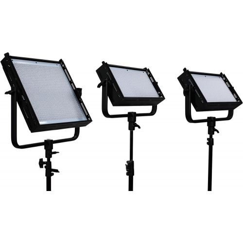  Dracast DR-LK-2x500-1x1000-TFG Pro 2 X LED500 and 1 LED1000 Kit, Tungsten Flood with Gold Mount Battery Plates (Black)