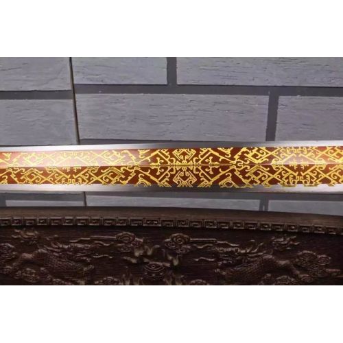  Dragon China Sword,Emperor Qin Sword,High Manganese Steel red Blade,Rosewood Scabbard,Silver Alloy Fitting