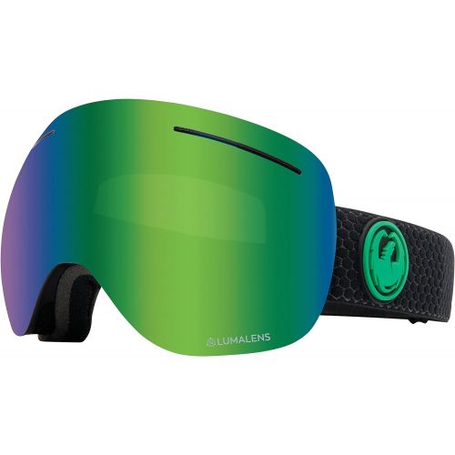  Dragon Alliance X1 Ski Goggles, Large, Black, Split/Luma Green Ion Lens