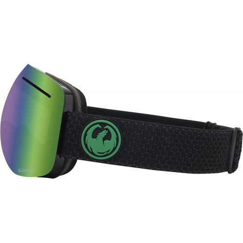  Dragon Alliance X1 Ski Goggles, Large, Black, Split/Luma Green Ion Lens