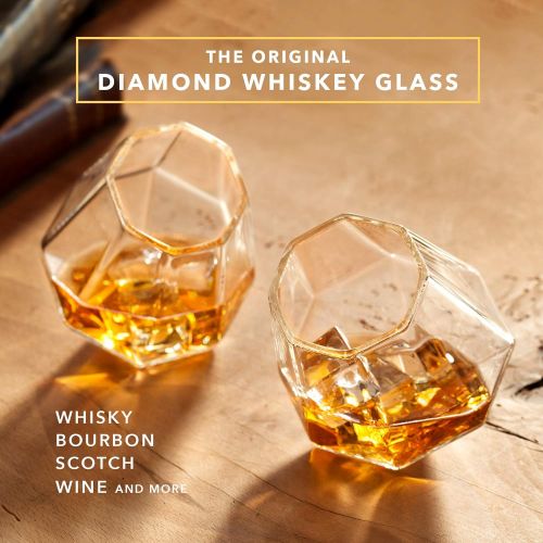  [아마존베스트]Dragon Glassware Diamond Whiskey Glasses, 10-Ounce, Set of 2