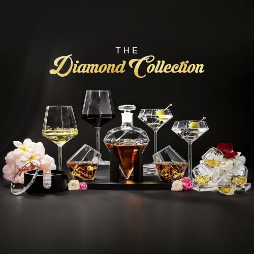  [아마존베스트]Dragon Glassware Diamond Whiskey Glasses, 10-Ounce, Set of 2