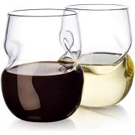 [아마존베스트]Dragon Glassware Wine Glasses, Stemless with Finger Indentations, 16-Ounce, Set of 2