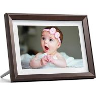 Dragon Touch Digital Picture Frame WiFi 10 inch IPS Touch Screen Digital Photo Frame Display, 32GB Storage, Auto-Rotate, Share Photos via App, Email, Cloud, Classic 10 Brown, PUUDUU
