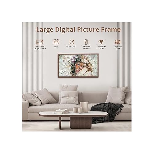  Dragon Touch Large Digital Picture Frame 21.5 inch Screen WiFi Digital Photo Frame Display, 32GB Storage, Auto-Rotate, Share Photos via App, Email, Cloud, Classic 21（Not TouchScreen）