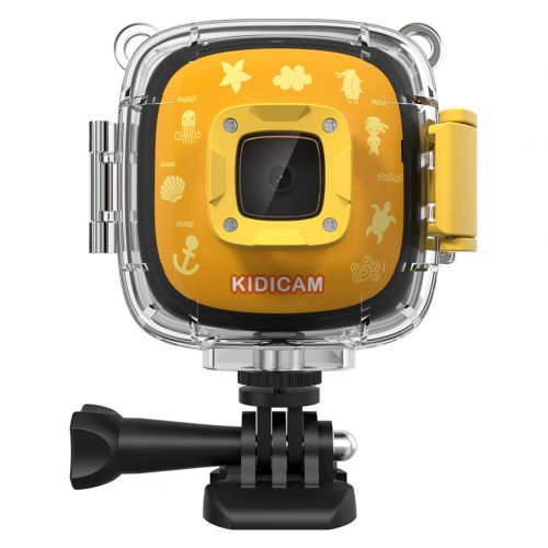  Dragon Touch Kidicam 1080P Action Kamera fuer Kinder 30m Action Cam mit Spiele, lustige Kamera Effekte - Gelb