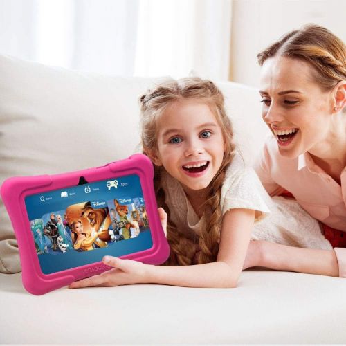  [아마존 핫딜]  [아마존핫딜]Dragon Touch Y88X Plus Tablet for Kids 16 GB 2019 Edition, 7 inch HD IPS Display WiFi Android Tablet, Kidoz Pre-Installed with All-New Disney Content - Pink