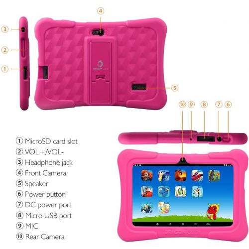  [아마존 핫딜]  [아마존핫딜]Dragon Touch Y88X Plus Tablet for Kids 16 GB 2019 Edition, 7 inch HD IPS Display WiFi Android Tablet, Kidoz Pre-Installed with All-New Disney Content - Pink