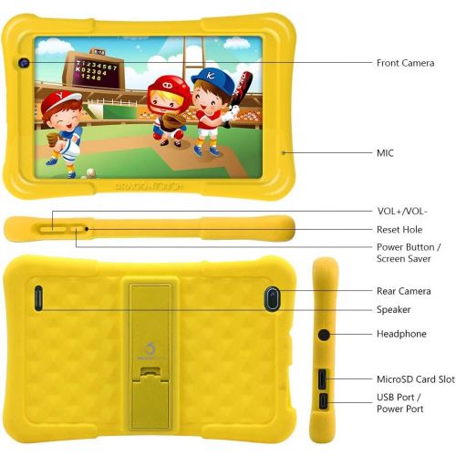  [아마존핫딜][아마존 핫딜] Dragon Touch Y80 Kids Tablet, 8 inch Android Tablets, 2GB RAM 16GB, Android 8.1 Oreo, Kidoz Pre-Installed with All-New Disney Contents WiFi Only 2019 - Yellow