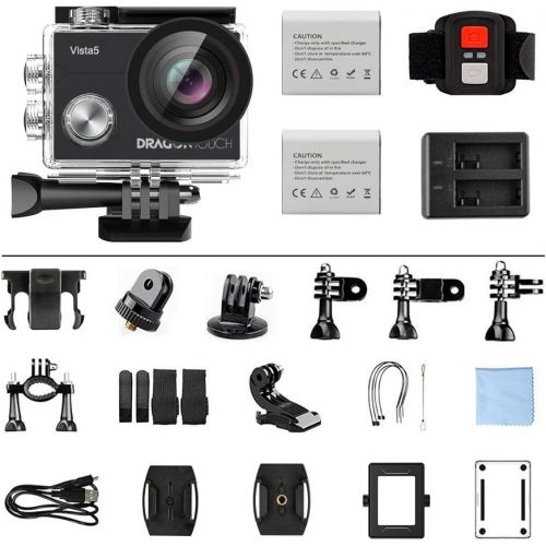  [아마존 핫딜] Dragon Touch Vista 5 Action Camera Native 4K 20MP Ultra HD Touch Screen EIS 4X Zoom Remote Control WiFi Waterproof Camera Support External Mic 2x 1350mAh Batteries and Mounting Acc