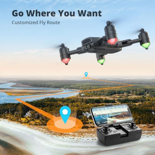  Foldble Drones with Camera for Kids and Adults - Dragon Touch DF01 RC Quadcopter 1080P HD FPV Live Video 2 Batteries and Gravity Sensor, Voice Control, Gesture Control, Altitude Ho