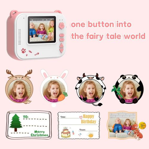  Dragon Touch InstantFun Instant Print Camera for Kids, Zero Ink Toy Camera with Print Paper, Cartoon Sticker, Color Pencils, Portable Digital Creative Print Camera for Boys and Gir