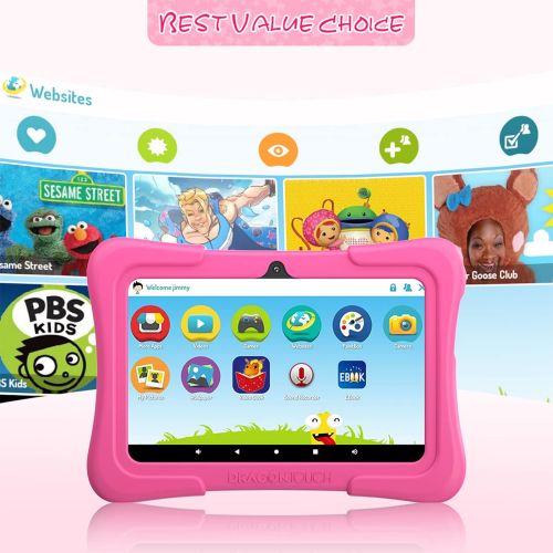  [아마존베스트]Dragon Touch Y88X Pro 7 inch Kids Tablets, 2GB RAM 16GB ROM, Android 9.0 Tablet, Kidoz Pre Installed with Disney Contents (More Than $80 Value), Pink