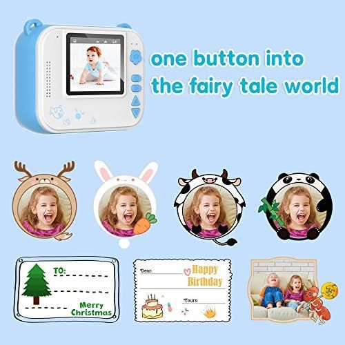  [아마존베스트]Dragon Touch InstantFun Instant Print Camera for Kids, Zero Ink Toy Camera with PrintPaper, CartoonSticker, ColorPencils, Portable Digital Creative Print Camera for Boys and Gir