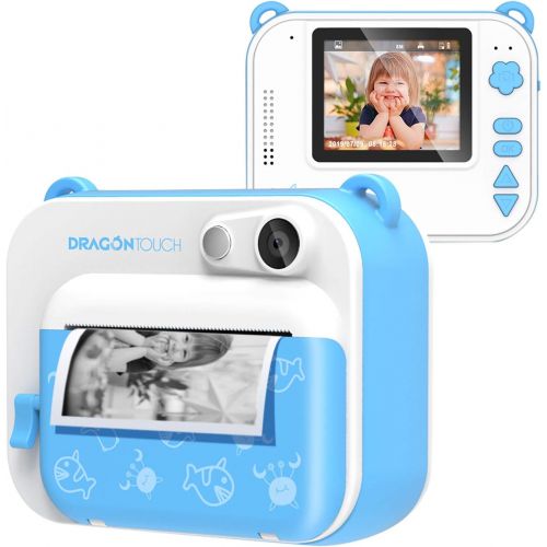  [아마존베스트]Dragon Touch InstantFun Instant Print Camera for Kids, Zero Ink Toy Camera with PrintPaper, CartoonSticker, ColorPencils, Portable Digital Creative Print Camera for Boys and Gir