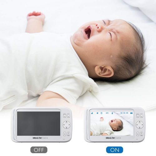  5” Wireless Digital Video Baby Monitor - Dragon Touch Baby Camera, Pan & Tilt, Auto-Motion Tracking, Two-Way Audio, Lullabies, Night Vision and Temperature Monitoring Capability