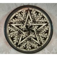 DragonStarCreations1 Pentacle Plaque  Oak Pentacle Altar Tile  Pagan Oak Pentacle Altar Paten  Wicca Pentacle Plaque  Wooden Oak Leaf and Acorn Wall Plaque