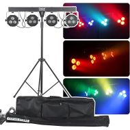 4 Bar Gigbar DJ Light Stands, Stage Lighting Stand with DMX LED, Mobile DJ Lighting Packages, Par Can Spotlight, Sound Activated Strobe for Party, Wedding, Church, DJ Stand for Lights