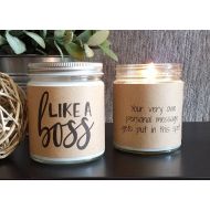 DragonflyFarmsCo Funny Candle, Like a Boss, Candle Gift, Soy Candle Gift, Personalized Candle Gift, Boss Gift, Mom Boss, Coworker Gift, Business Owner Gift