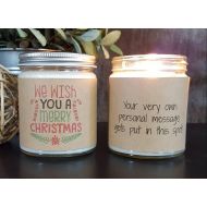DragonflyFarmsCo Holiday Candle, Scented Soy Candle, Personalized Candle Gift, Handmade Candle, Christmas Candle, Wish You a Merry Christmas