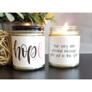 DragonflyFarmsCo Hope Breast Cancer Candle, Soy Candle Gift, Personalized Candle Gift, thinking of you, get well gift, cancer survivor gift