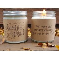 DragonflyFarmsCo Fall Candle, Thankful & Blessed Soy Candle, Soy Candle Gift, Autumn Candle Gift, Hostess Gift, Personalized Candle, Thanksgiving Candle