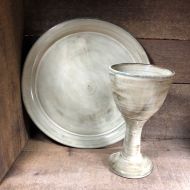 /DragonflyPotteryCom Communion plate and chalice set. Handmade Pottery